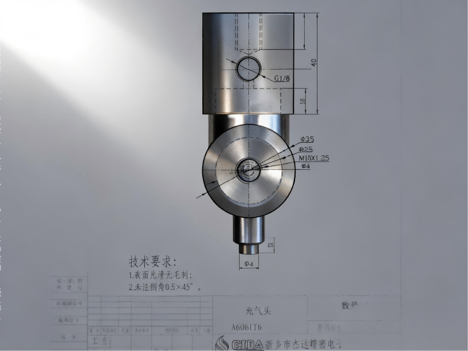 一个充气头上同时有G1/8管螺纹、M10×1.25细牙螺纹和Φ4气道孔，三者同轴怎么保证？